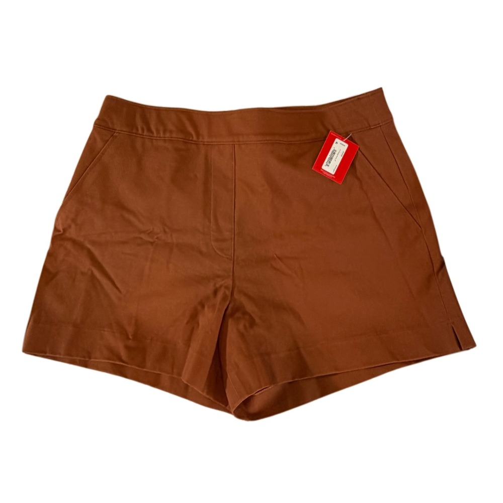 SPANX Stretch Twill Shorts NWT Brown Pull On Shaping Pockets Women's M